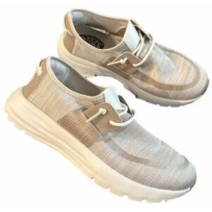 Hey Dude Women's Beige Casual Lightweight Knit Slip-On Sneakers Size 11